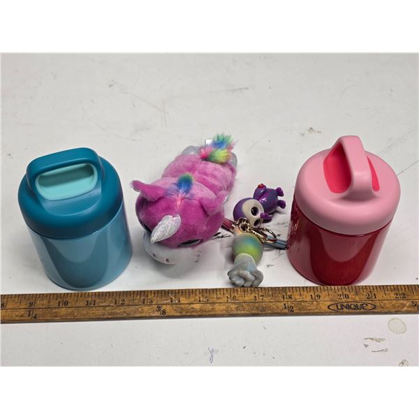 2 kids thermoses and unicorn lot