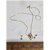 Image 1 : Necklace and earrings- gold colored