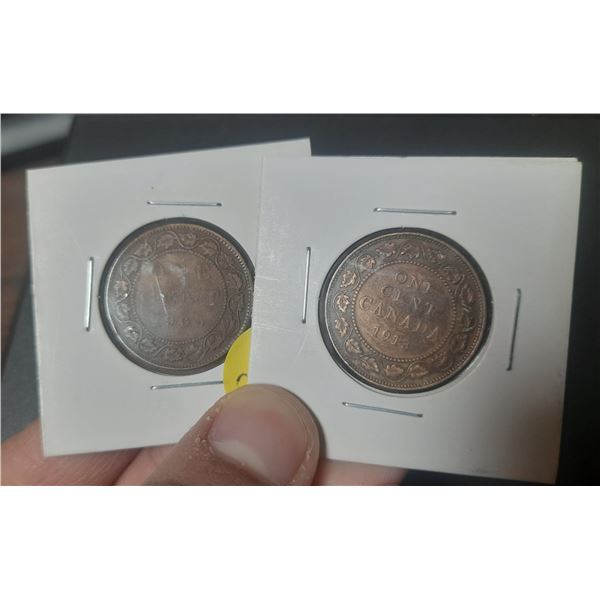 1903 and 1913 Canada Large One Cents Coin.
