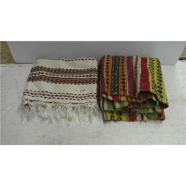 287: Ukrainian designs: Dresser scarf - very good condition. Plus, sofa seat cover – fairly