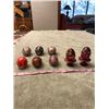 Image 1 : 288: Four real Ukrainian Easter eggs + 4 wooden ones + 2 wooden stands. One real egg has the Lord's 