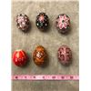 Image 3 : 288: Four real Ukrainian Easter eggs + 4 wooden ones + 2 wooden stands. One real egg has the Lord's 