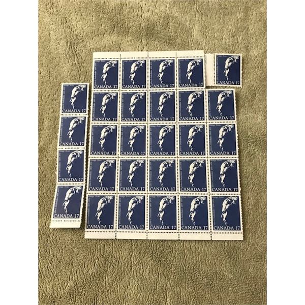 290: Three John Diefenbaker date of issue 17 cent stamps 80-06-20 with 3 packages of set of 4 inscri
