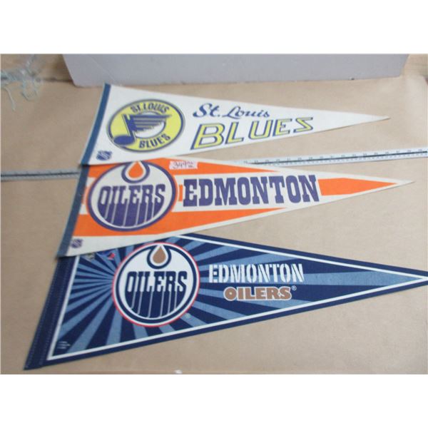 3 NHL Banners- Blues, 2 Differemnt Oilers