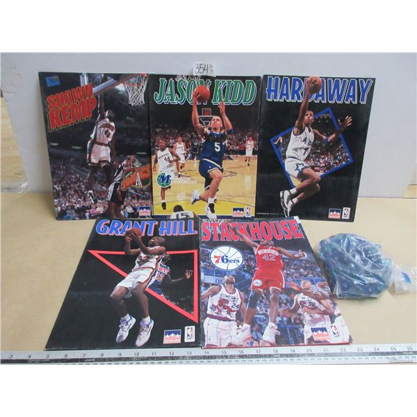 5 Basketball Double Pocket Folders Plus Bag of Marbles