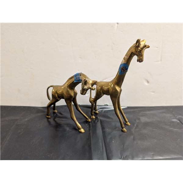 (2) Brass Giraffes