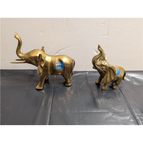 (2) Brass Elephants