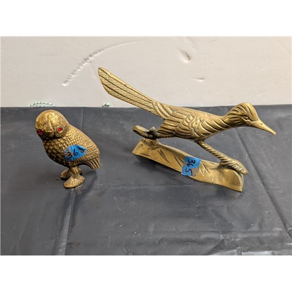 Brass owl and Brass Roadrunner