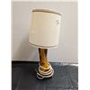 Image 1 : Hand Crafted Wooden Base Beside Lamp w/ Shade (Works)