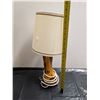 Image 2 : Hand Crafted Wooden Base Beside Lamp w/ Shade (Works)