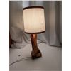 Image 4 : Hand Crafted Wooden Base Beside Lamp w/ Shade (Works)