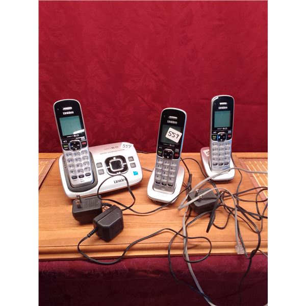 3 Vintage cordless phones with charging stations