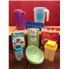Image 1 : Tupperware, pickle container, juice jug, miscellaneous pitcher and items