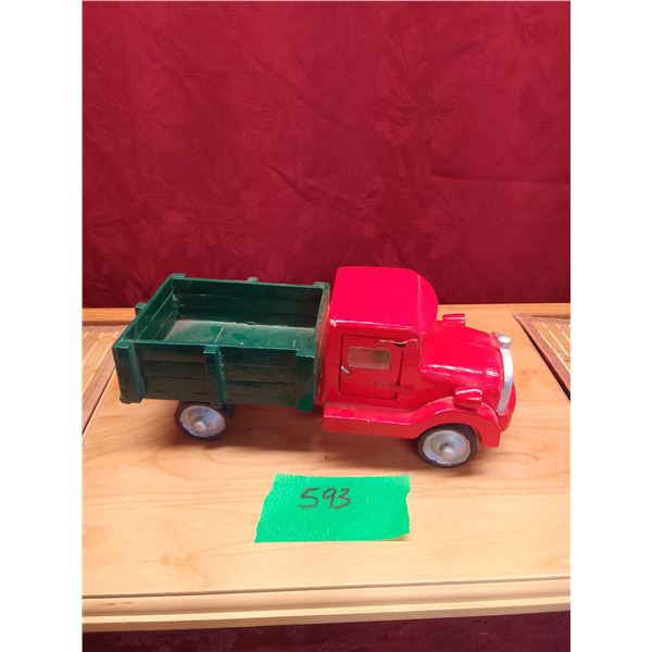Red dump truck, wooden