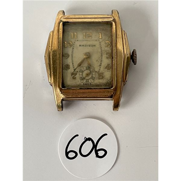 Vintage Art Deco Swiss made Gold Wrist Watch