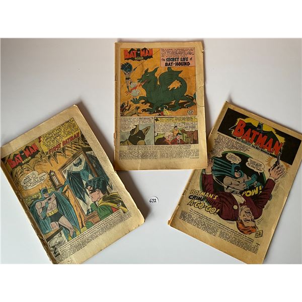 3 Batman coverless comics from the 1950’s and 1960’s