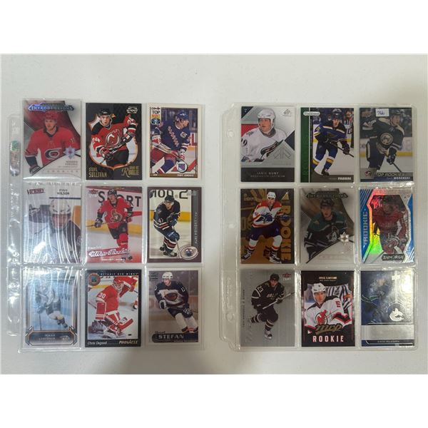 Assorted Rookie Cards - 2 Sheets (18 Hockey Cards)