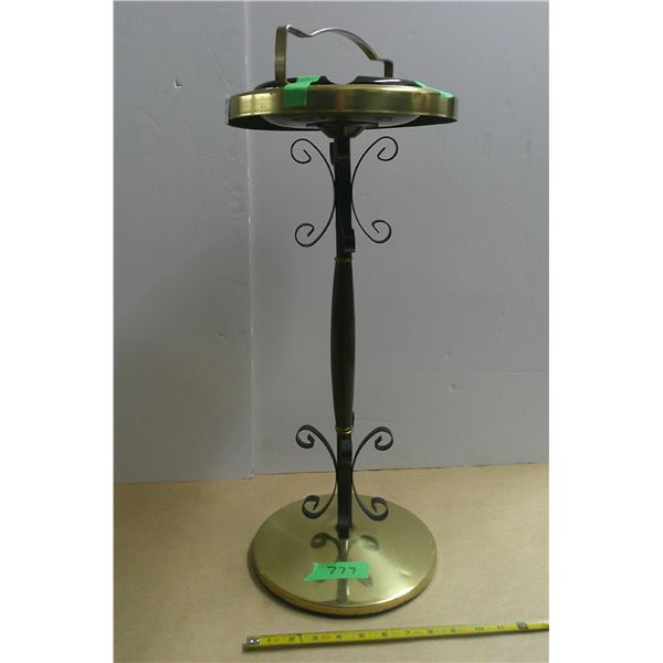 vintage art deco retro floor ash tray w/ glass insert