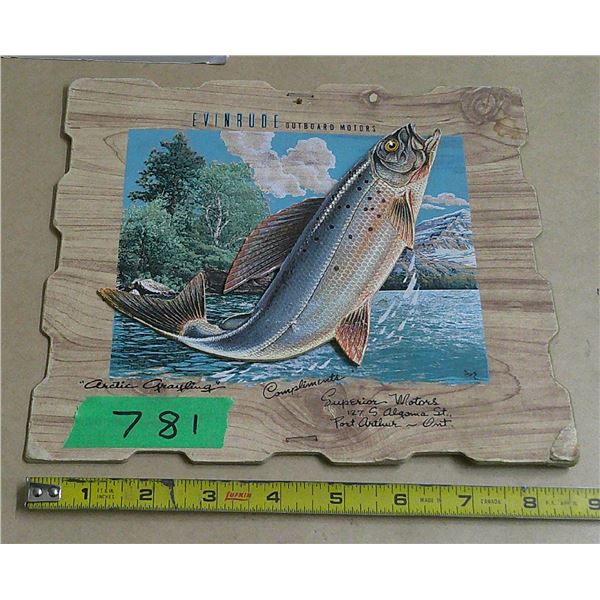 vintage rare evinrude out board motors advertising sign port arthur-Ont. + (arctic grayling0