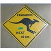Image 1 : Kangaroos next 10 km plastic sign sealed 15"x15"