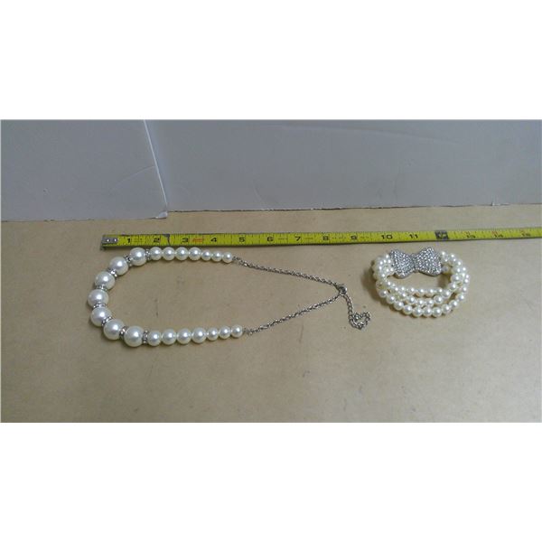 9" pearl necklace plus pearl bracelet