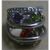 Image 2 : large ring stamped 3/65 s steel multi colored stone