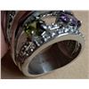 Image 4 : large ring stamped 3/65 s steel multi colored stone