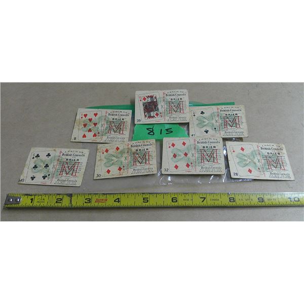 (7) W.C macdonald tabacco playing cards 1920, 30's British consols or brier (rare)