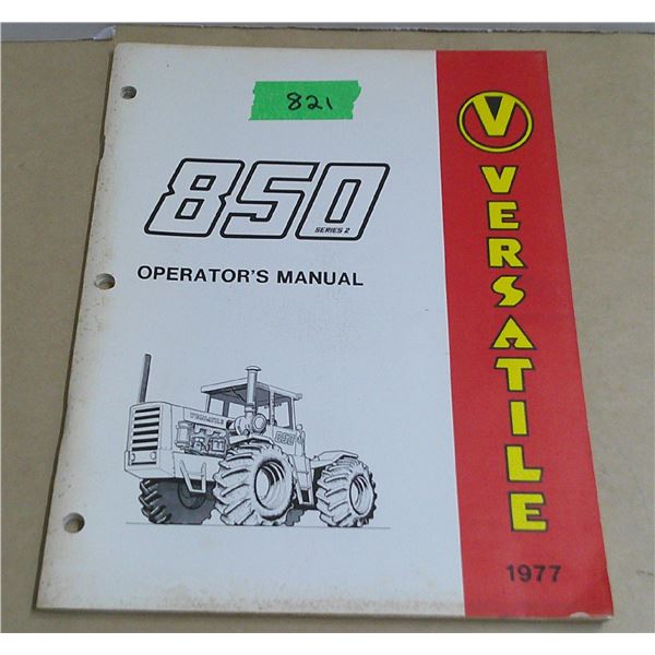 (1) versatile 850 operators manual (1977)