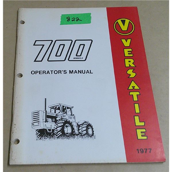 (1) versatile 700 operators manual (1977)