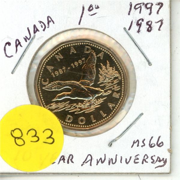 1997 MS-66 Canadian Dollar - 10 Year Anniversary Loonie