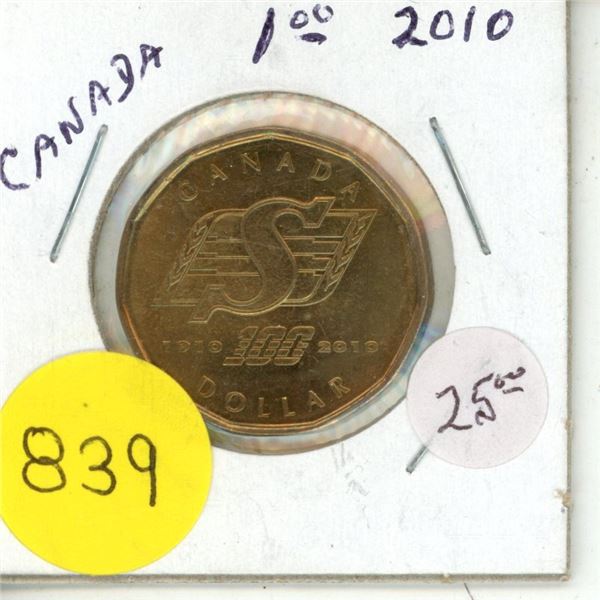 2010 UNC. Canadian Dollar - Rider 100th Anv.