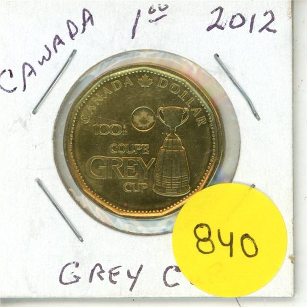 2012 UNC. Canadian Dollar - Grey Cup 100th Anv.