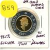 Image 1 : 2001 Proof Canadian Silver Two Dollar - 92.5%, Gold Plated Core