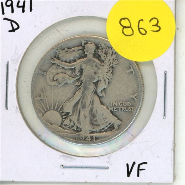 1941 D USA Silver Half Dollar
