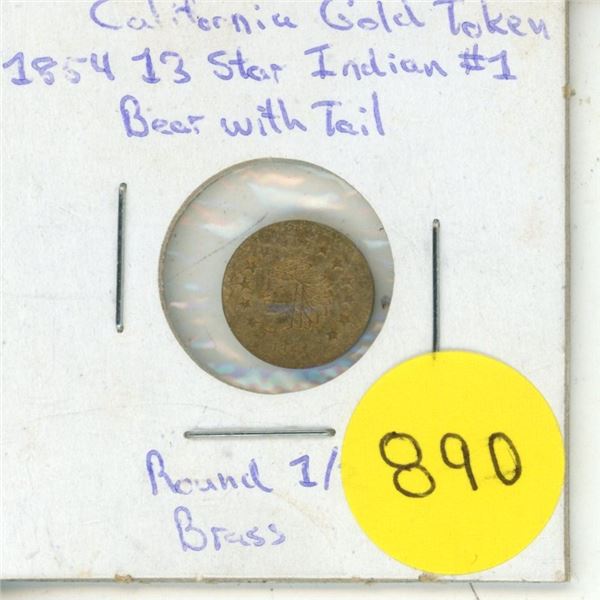 1854 California Gold Token - Brass