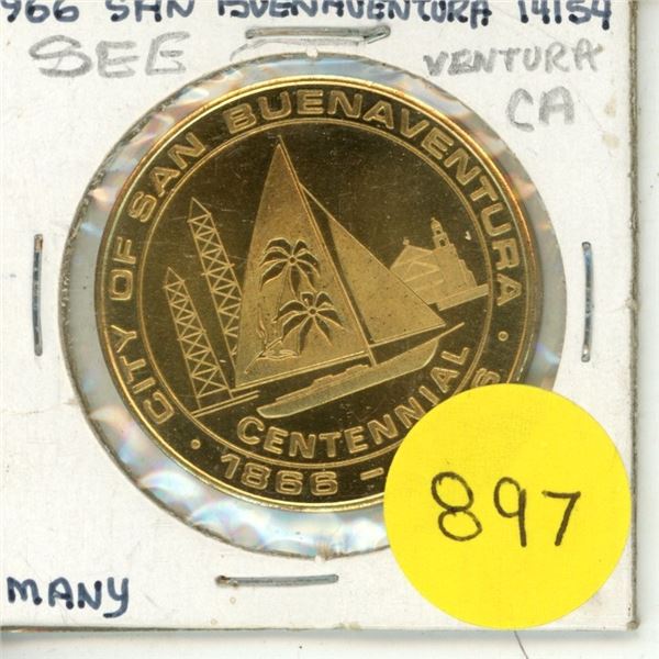 1966 San Buenaventura Centennial Token