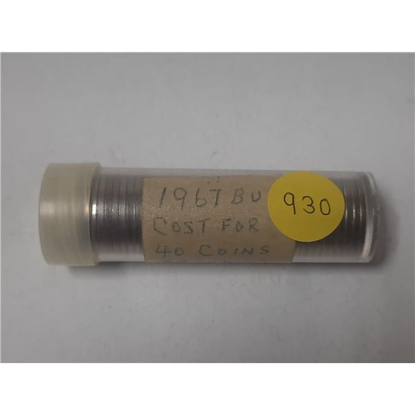 1967 Roll Of 40 Canadian Five Cents UNC.