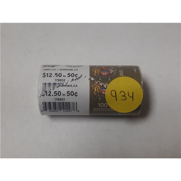 2021 Roll Of Canadian Fifty Cents From Mint