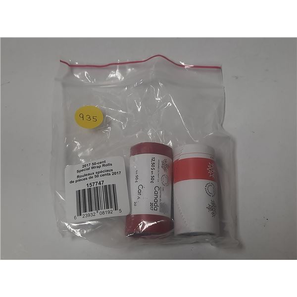 2017 2 Rolls Of Canadian Fifty Cents From Mint - Special Wrap Set