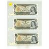 Image 1 : 1973 UNC 3 Canadian One Dollar Bank Notes In Series