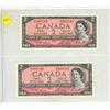 Image 1 : 1954 UNC 2 Canadian Two Dollar Bank Notes In Series
