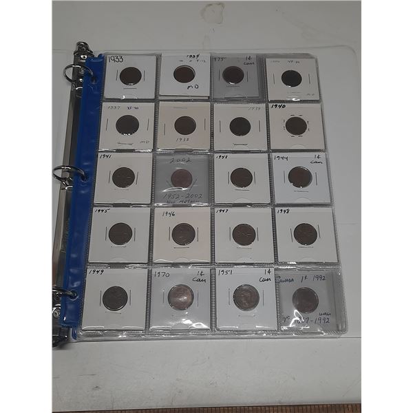 1933-2012 Canadian Small Cents Collection In Binder - 52 Coins