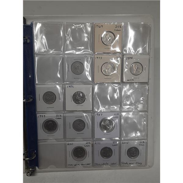 1969-2015 Canadian Quarter Collection In Binder - 15 Coins