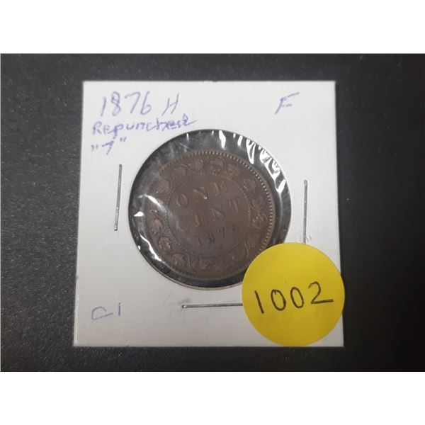 1876 H Canadian Large Cents - Repunched 7