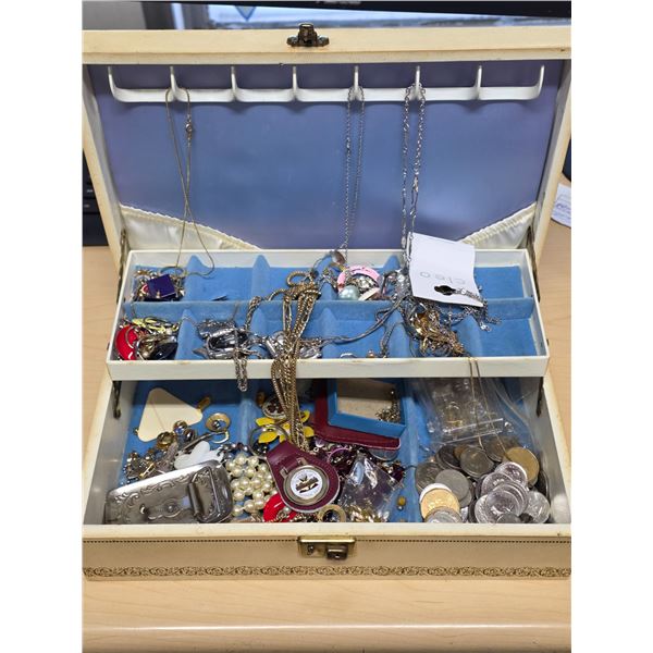 Jewelry box with contents and change
