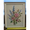 Image 1 : Framed Needle work of Flowers 15