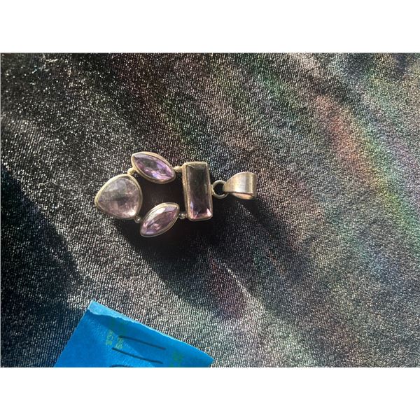 .925 Silver Cross Amethyst Pendant