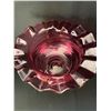 Image 1 : Antique Cranberry Glass Compote. 9" high x 9" across top.