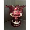 Image 2 : Antique Cranberry Glass Compote. 9" high x 9" across top.